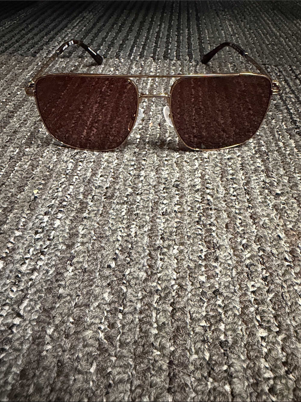 Lacoste Gold Frame Brown Lens Square Sunglasses